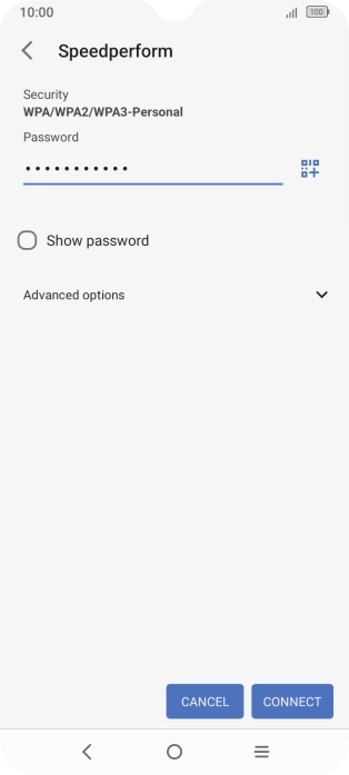 Key in the password for the Wi-Fi network and press CONNECT.