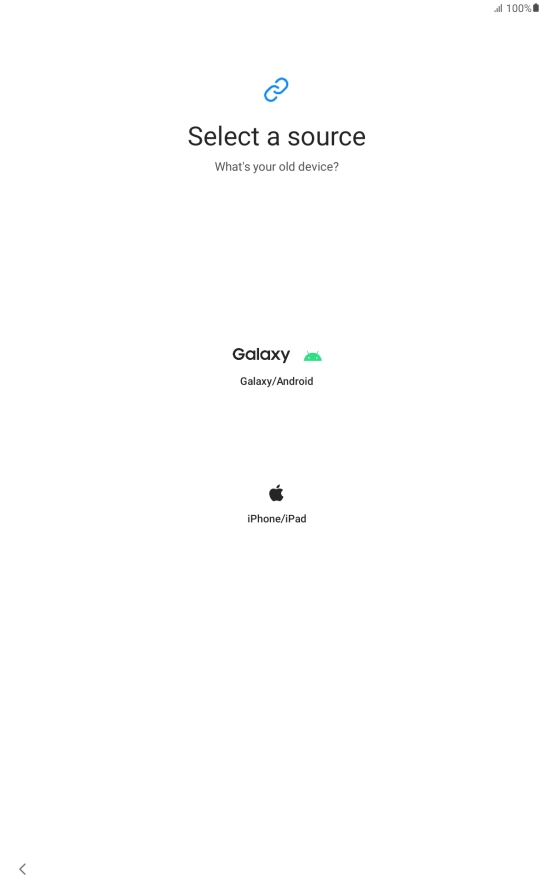 Press the required setting and follow the instructions on the screen to transfer the content from another device.