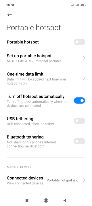 Press Set up portable hotspot.