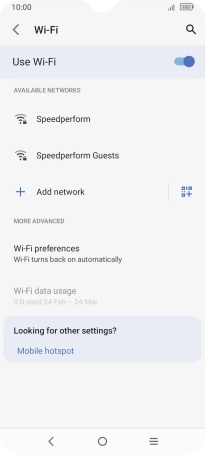 Press the required Wi-Fi network.