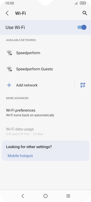 Press the required Wi-Fi network.