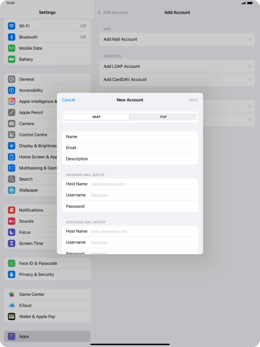 Press IMAP.