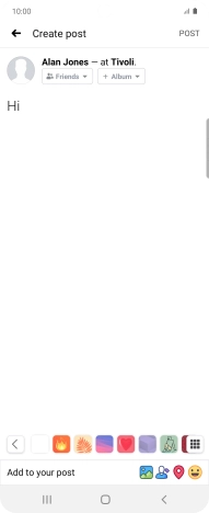Write the required text and press POST.