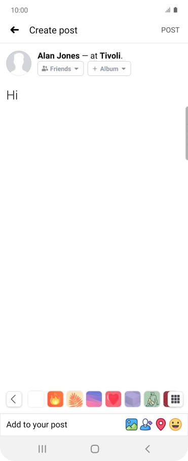 Write the required text and press POST.