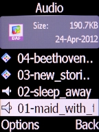 Go to the required folder and select the required audio file.