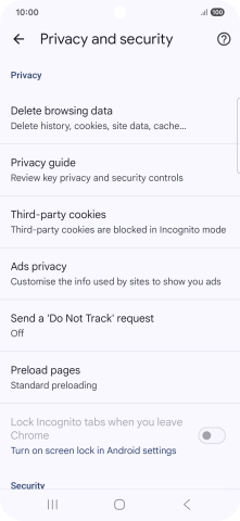 Press Delete browsing data.