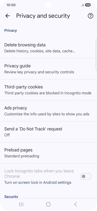 Press Delete browsing data.