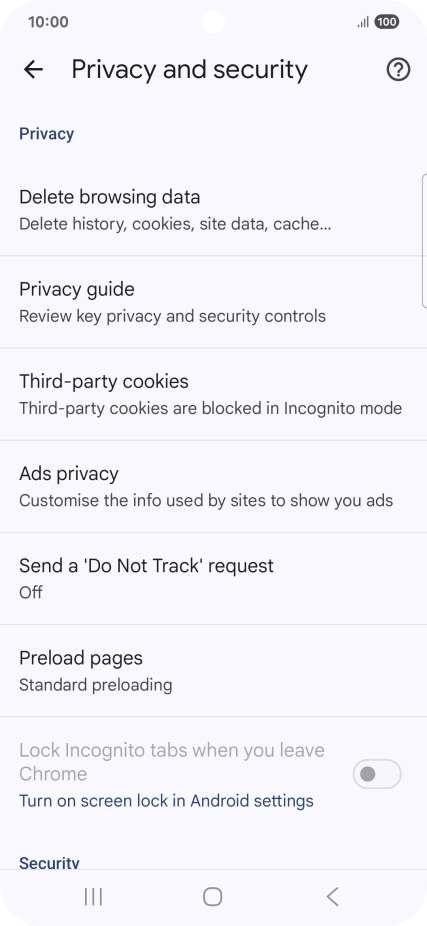 Press Delete browsing data.