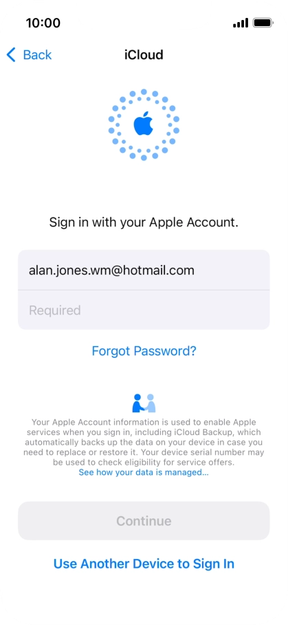 Press Required and key in the password for your Apple ID.