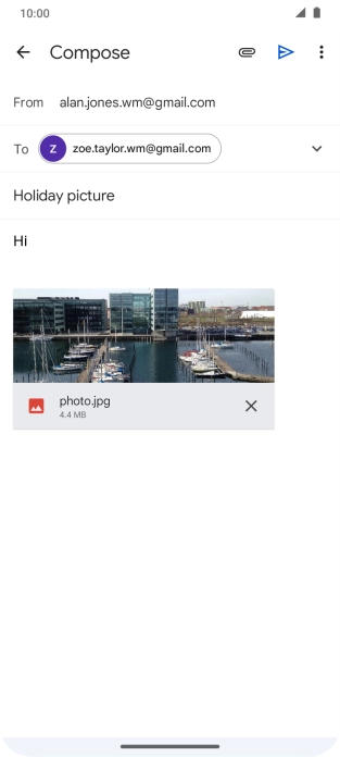 Press the send icon when you've finished your email message.