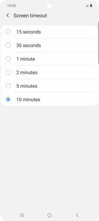 Press the required setting.