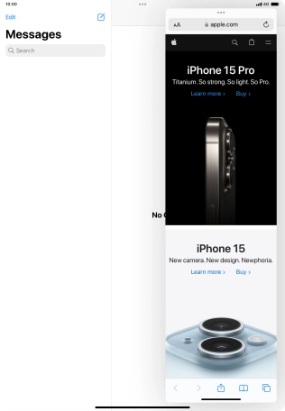 The application now displays on top of the other open application.