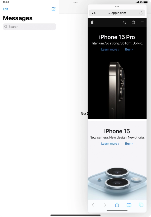 The application now displays on top of the other open application.