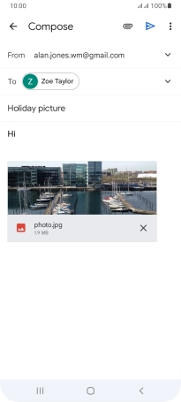 Press the send icon when you've finished your email message.