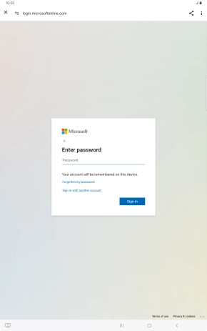 Press Password and key in the password for your email account.