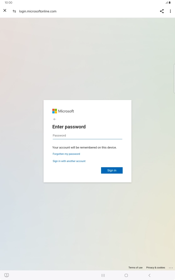 Press Password and key in the password for your email account.
