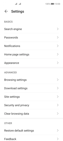 Press Clear browsing data.