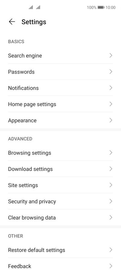 Press Clear browsing data.