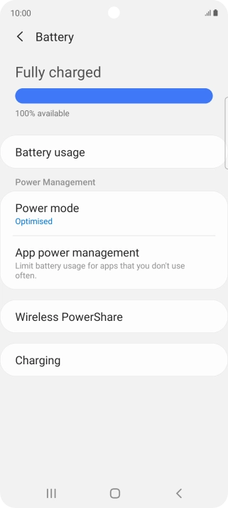 Press Power mode.