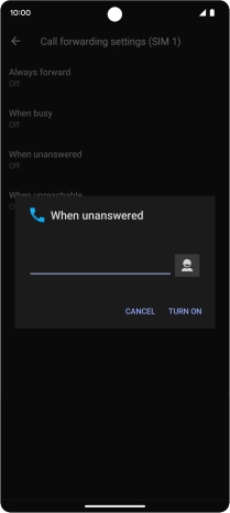 Key in +447836121121 and press TURN ON.