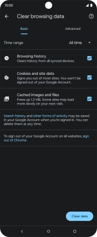 Press Clear data.