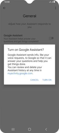 If you turn on the function, press TURN ON.