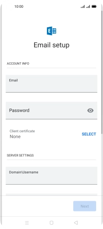 Press Password and key in the password for your email account.