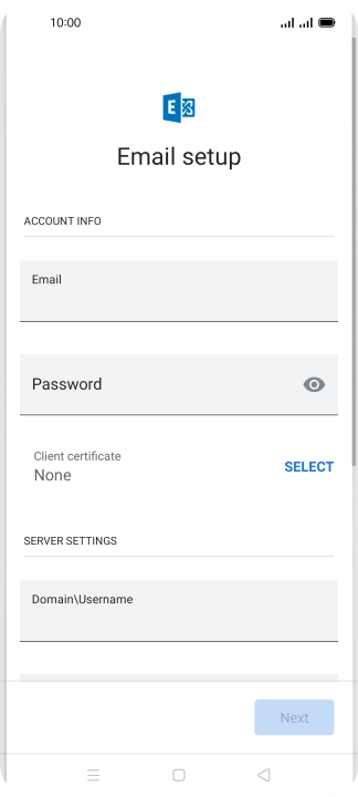 Press Password and key in the password for your email account.