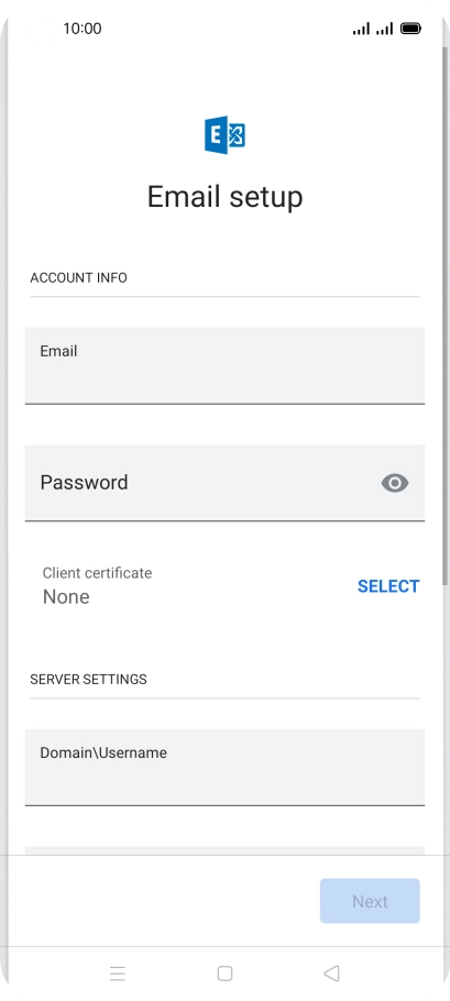 Press Password and key in the password for your email account.