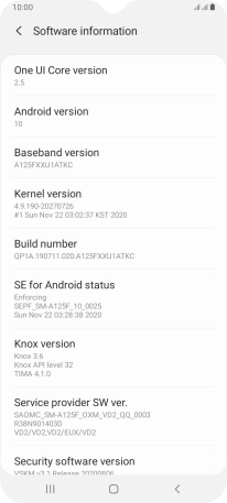 Your phone's software version is displayed below Android version.