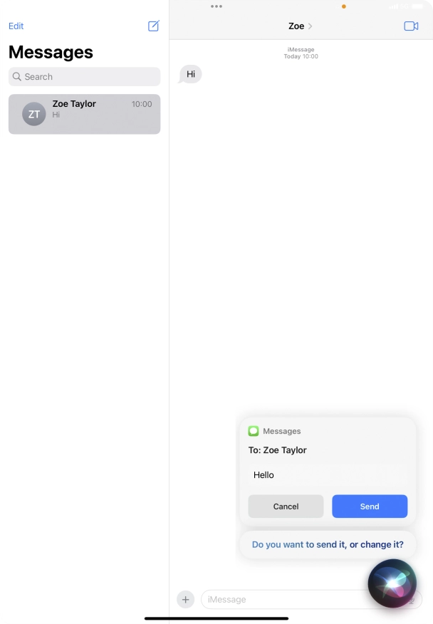 If an application is open on your tablet, such as a Mail or Messages, you can also use the functions available here, e.g.: REPLY [text].