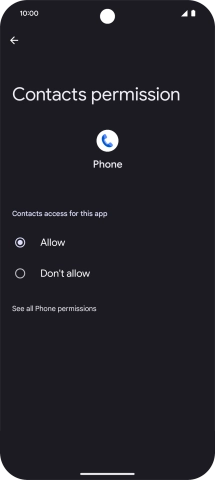 Press the required setting.
