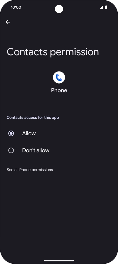 Press the required setting.