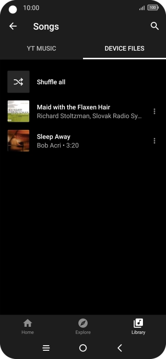 Press the required audio file.