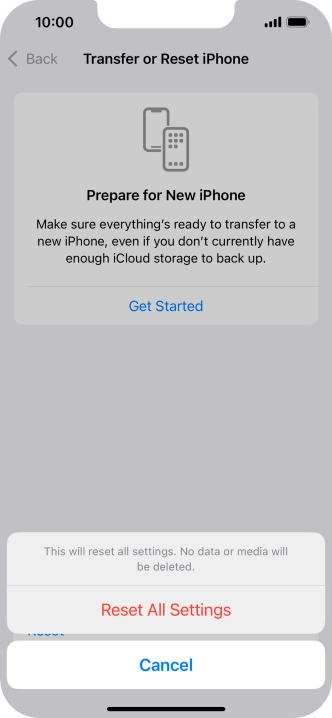 Press Reset All Settings.