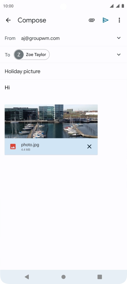 Press the send icon when you've finished your email message.