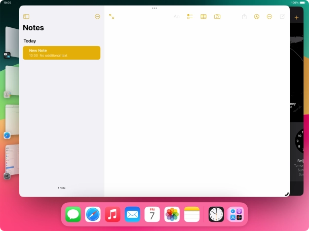 To open a non-visible running application, press the menu icon.