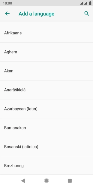 Press the required language to add it to the list of phone languages.