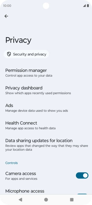 Press Permission manager.