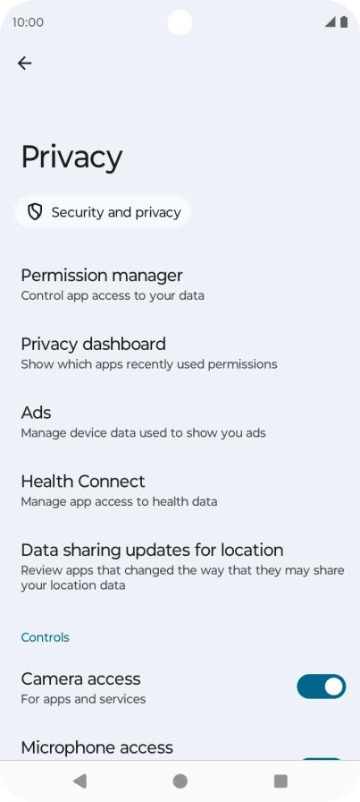 Press Permission manager.