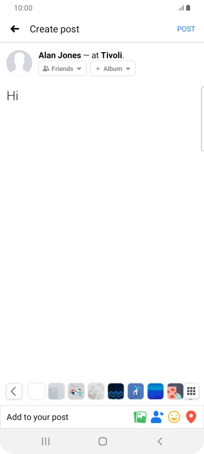 Write the required text and press POST.