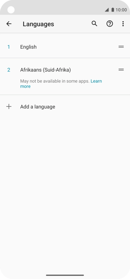 To select the new language as the default language, press the move icon next to the required language and drag it to the top of the list.