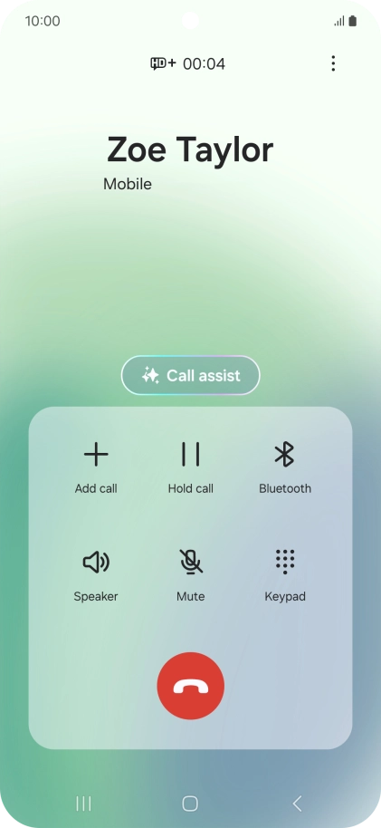 Press the end call icon.