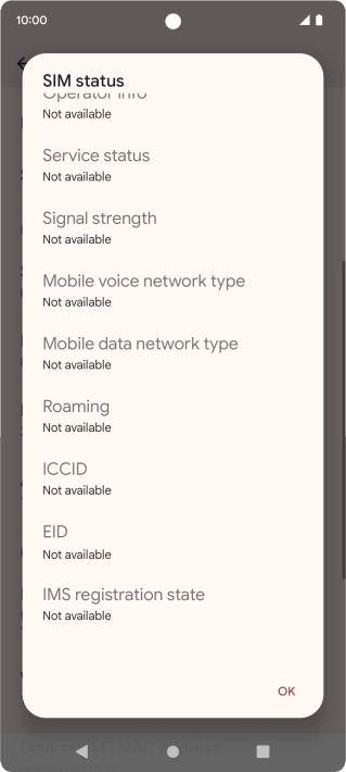 Your phone's EID number is displayed below EID.