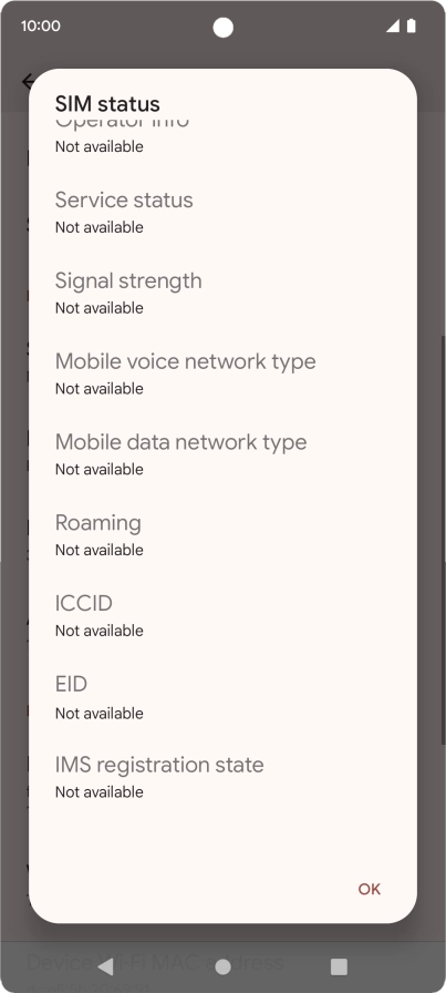 Your phone's EID number is displayed below EID.