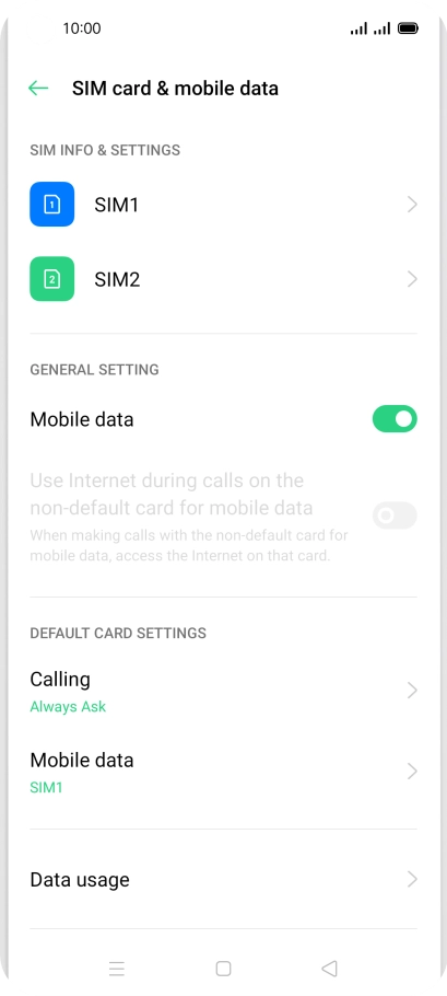 Press the required SIM.