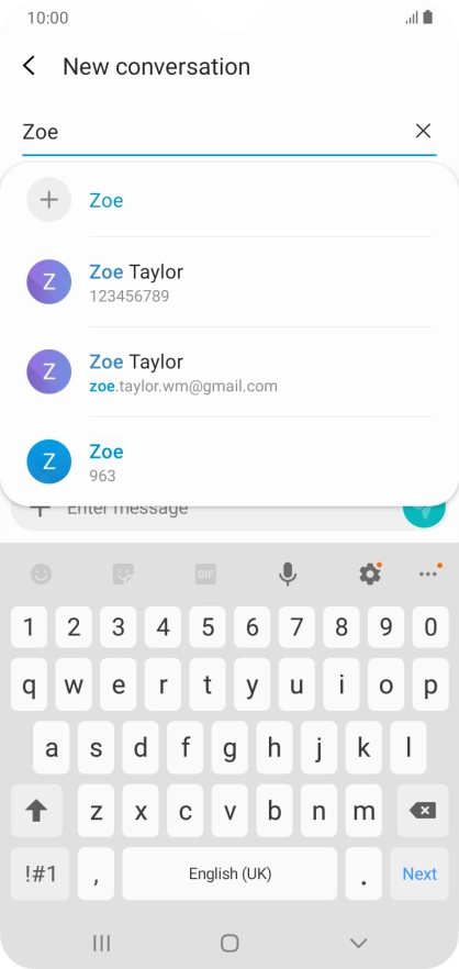 Press the required contact.