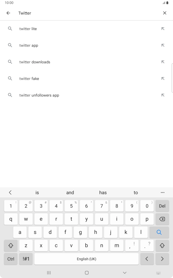 Key in Twitter and press the search icon.