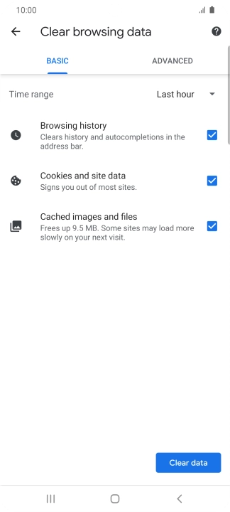 Press the fields next to the required data types.