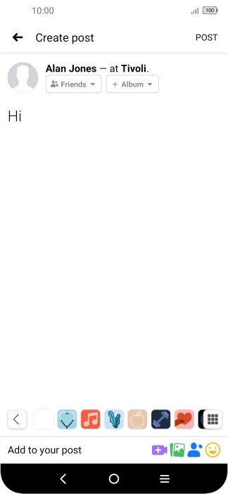 Write the required text and press POST.